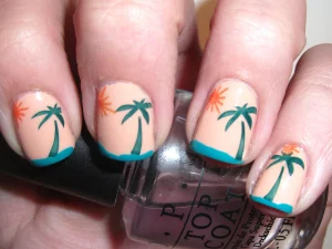 34 Fresh Tropical Beach Palm Leaf Nails Upgrade