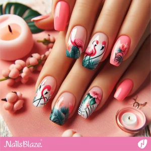 16 Tropical Flamingo Aqua Nails Pattern
