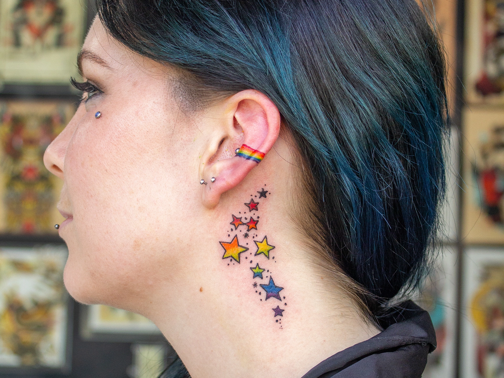 3 Star Tattoo Behind Ear