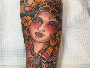 20 American Traditional Woman Face Tattoo Ideas