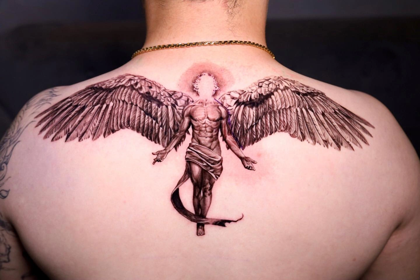 22 Graceful Angel Tattoos On Back Of Neck Carry Hope