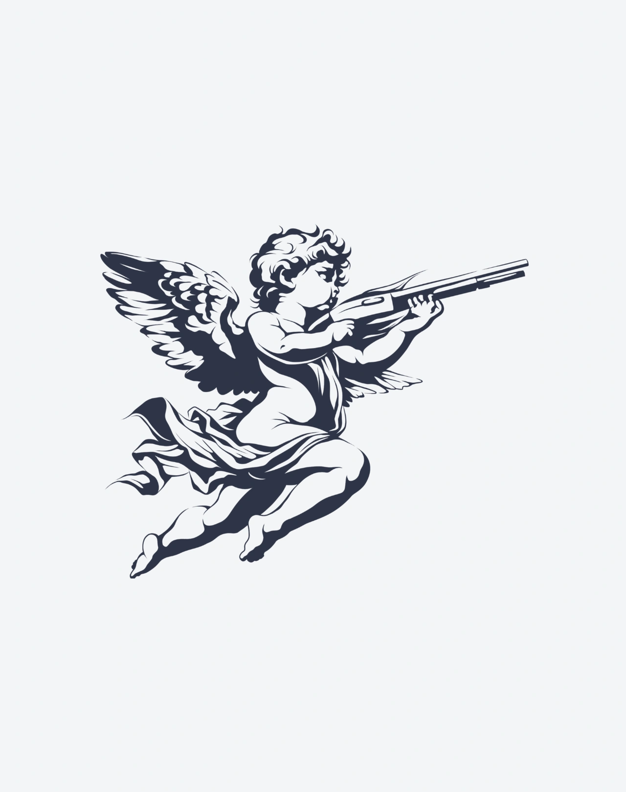 11 Fierce Angel With Gun Tattoo Stencil: Battle Ready