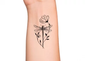 14 Elegant Arm Dragonfly And Flower Tattoos