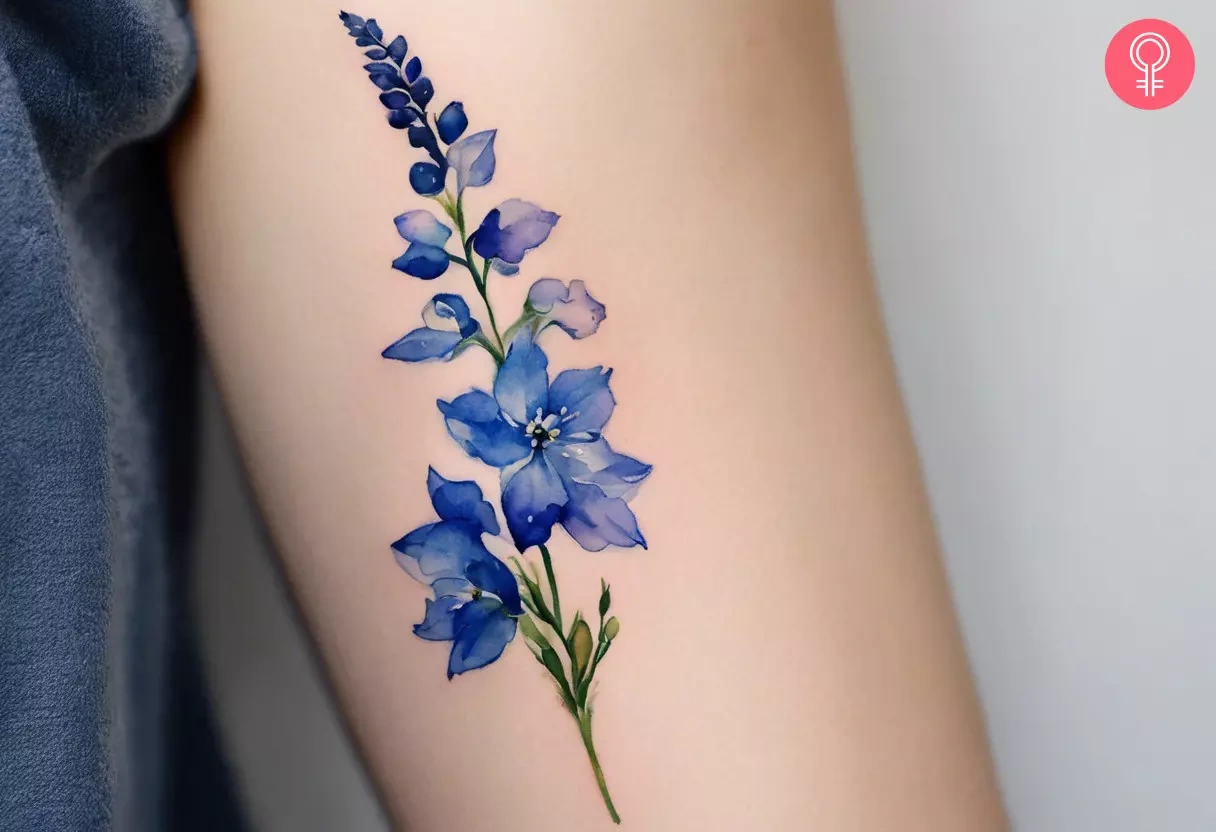 19 Elegant Birth Flower Tattoo Designs Delphinium For Your July Beauty
