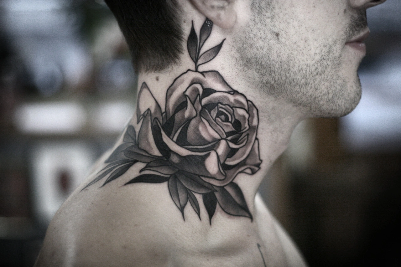 18 Elegant Black And Gray Neck Tattoos Exude Power