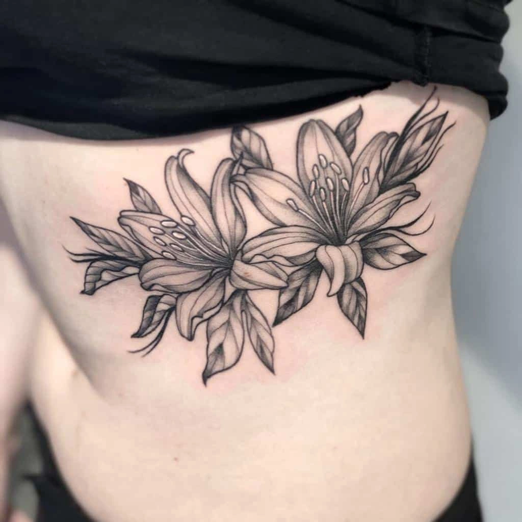 20 Elegant Black And Grey Lily Tattoo And Graceful