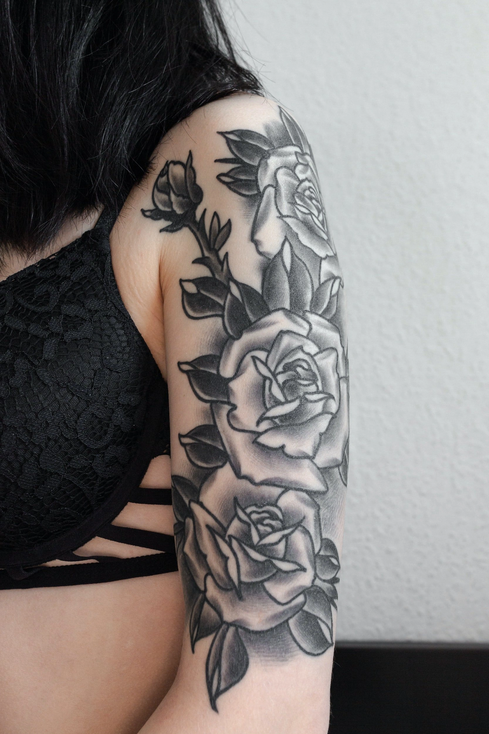 Black And White Floral Tattoo Designs