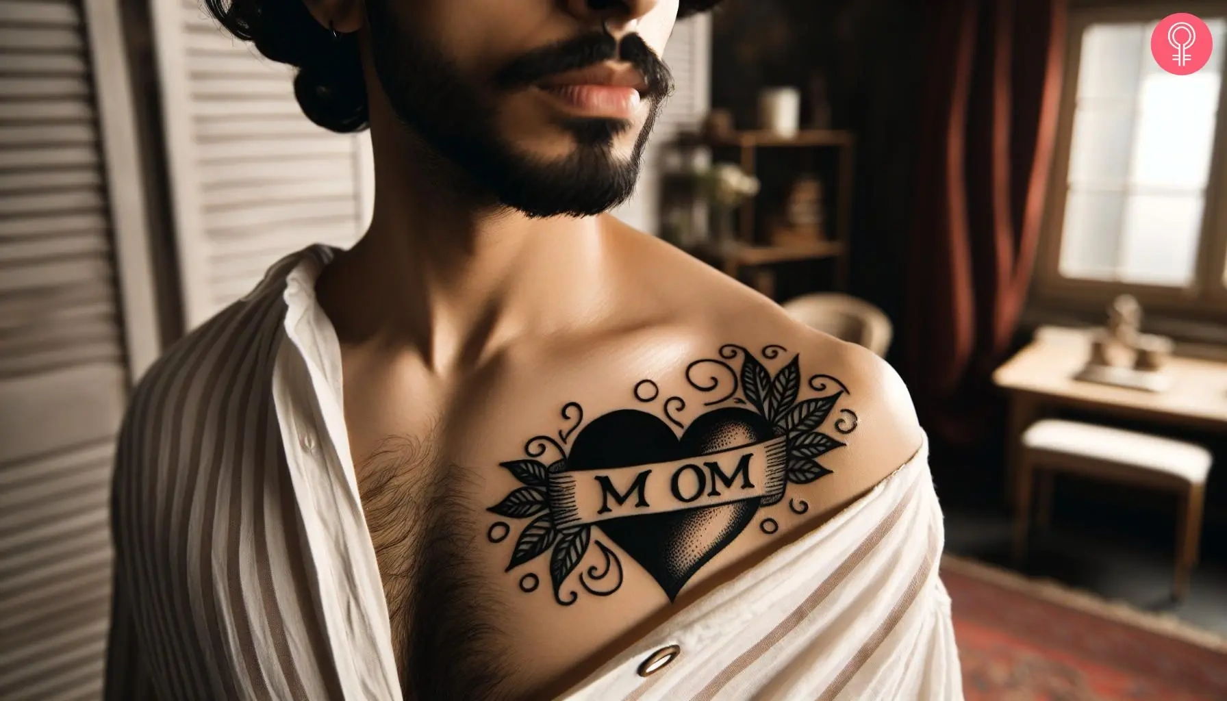 Black And White Mom Heart Tattoo