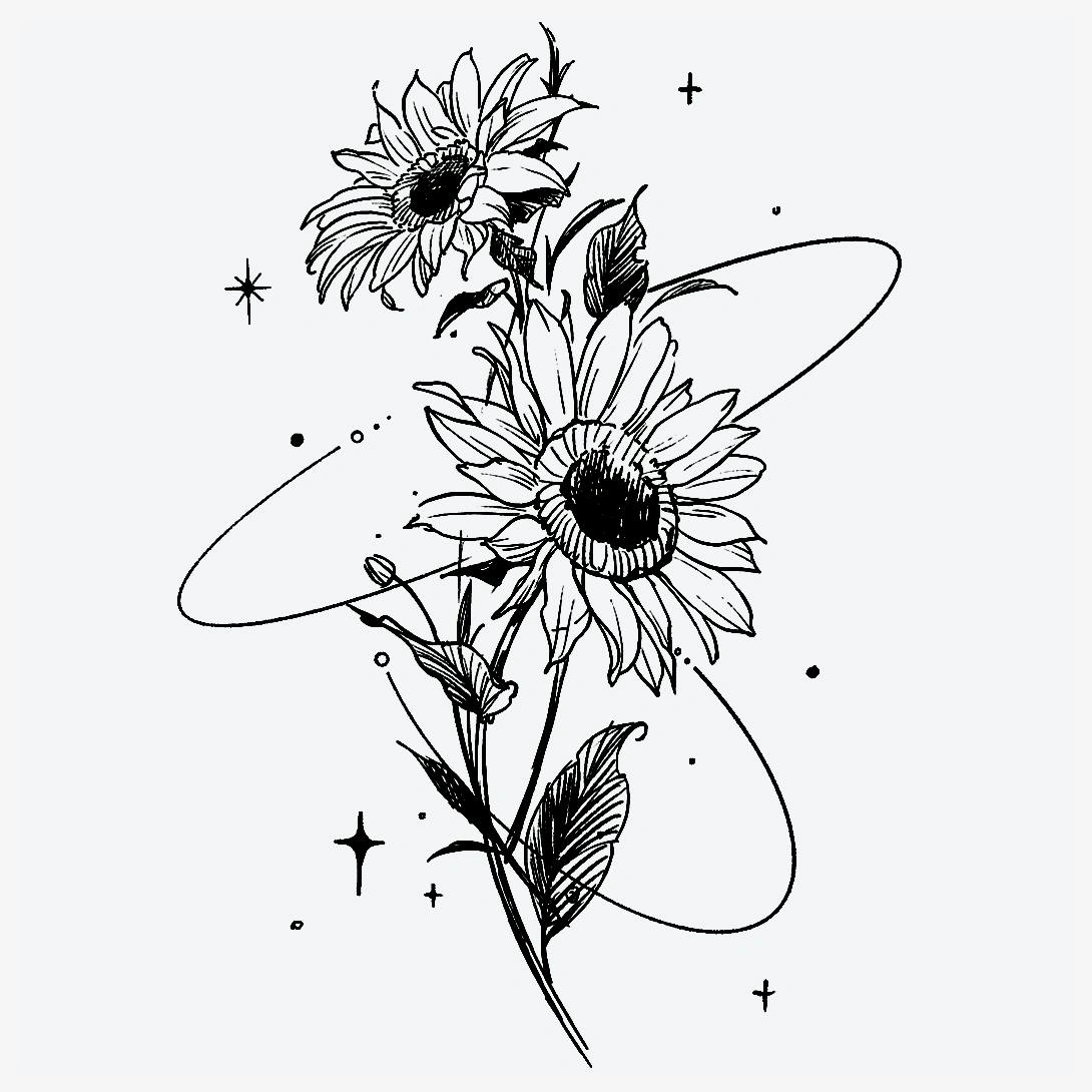 23 Elegant Black And White Sunflower Tattoo Bold Glow