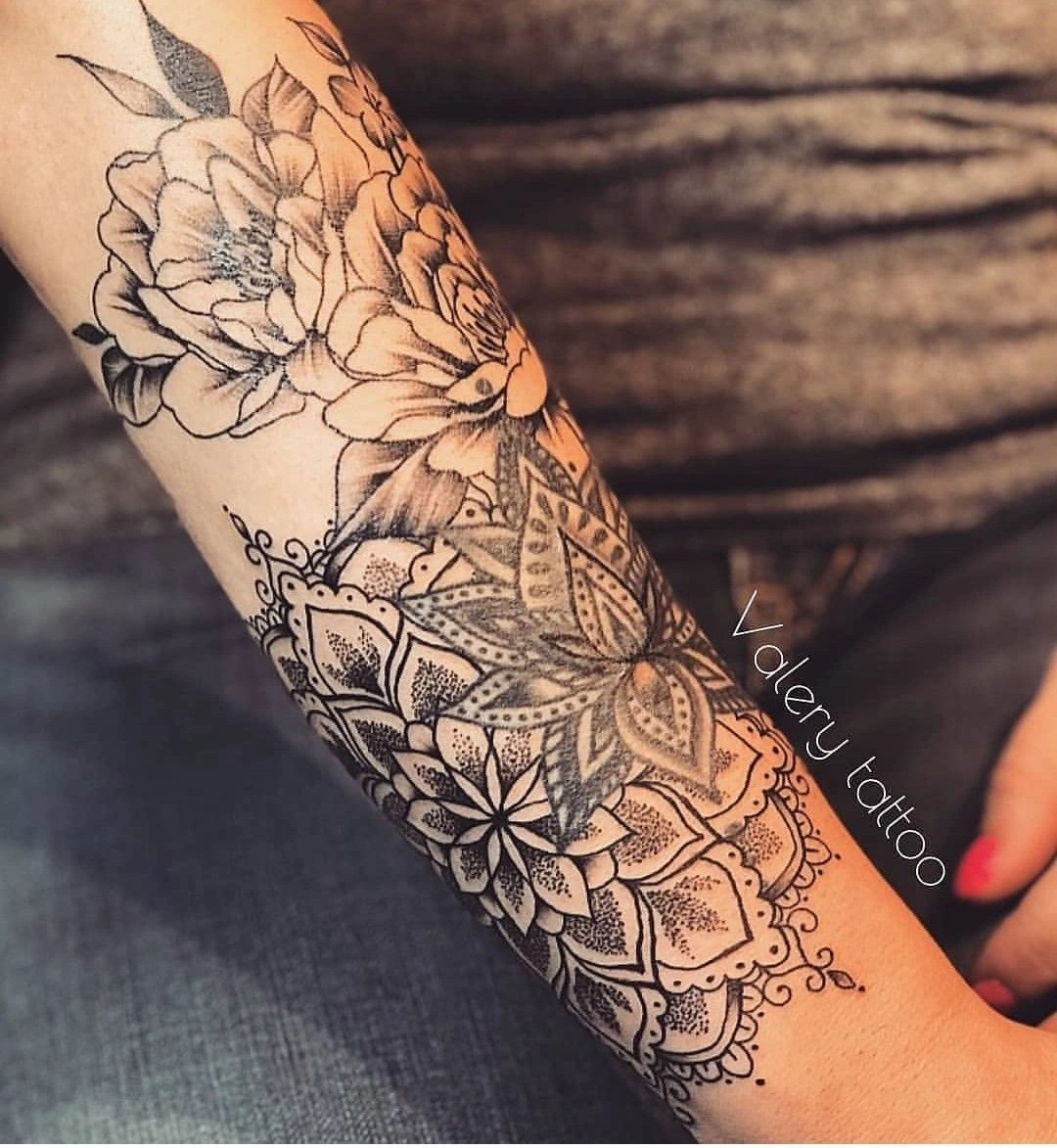 19 Joy Bottom Half Sleeve Mandala Forearm Tattoo Stencil Now
