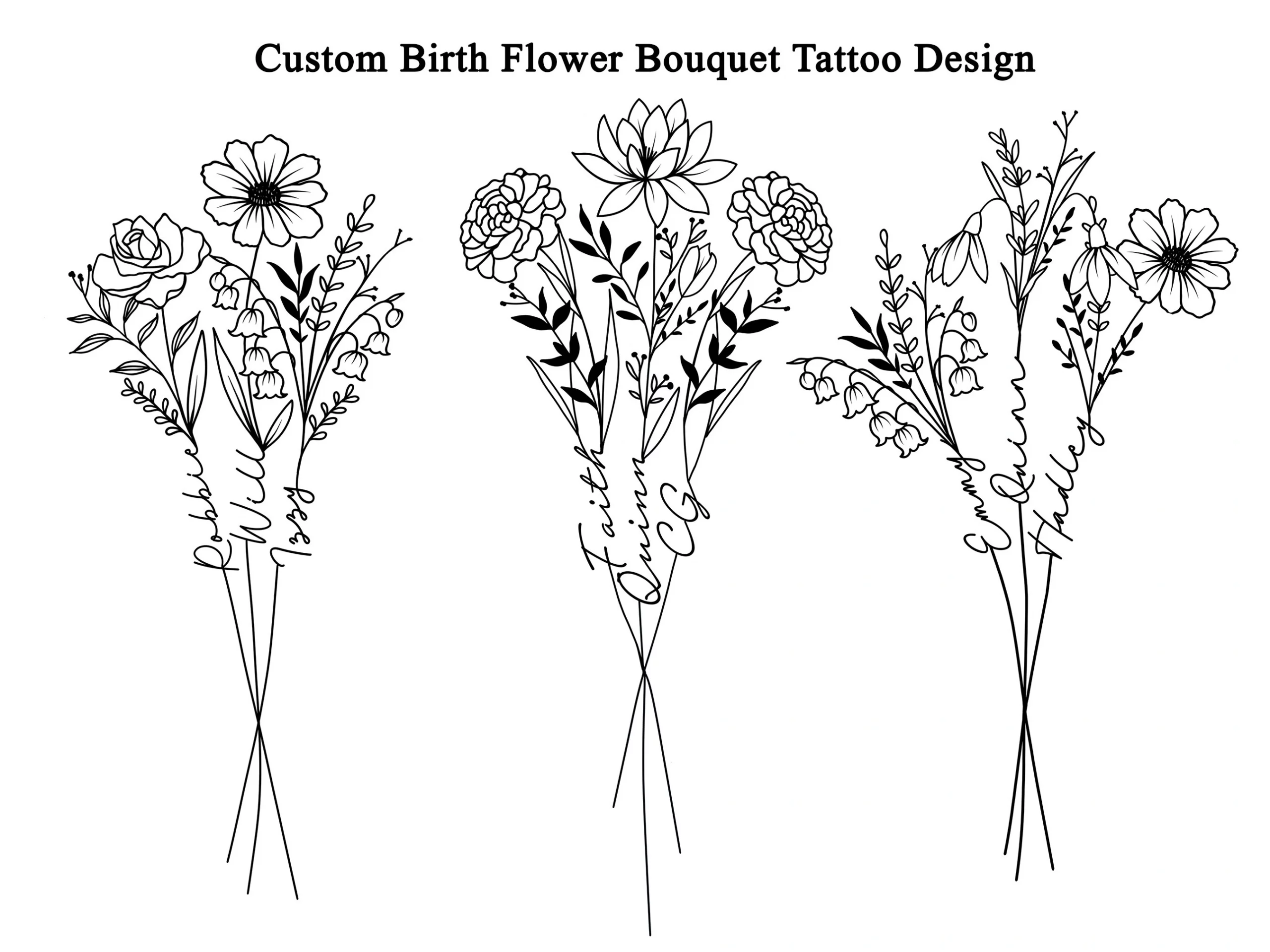 35 Vibrant Bouquet Of Flowers Tattoo Design For Beauty