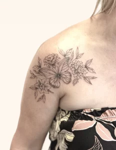 20 Chic Butterfly And Flower Tattoos On Shoulder