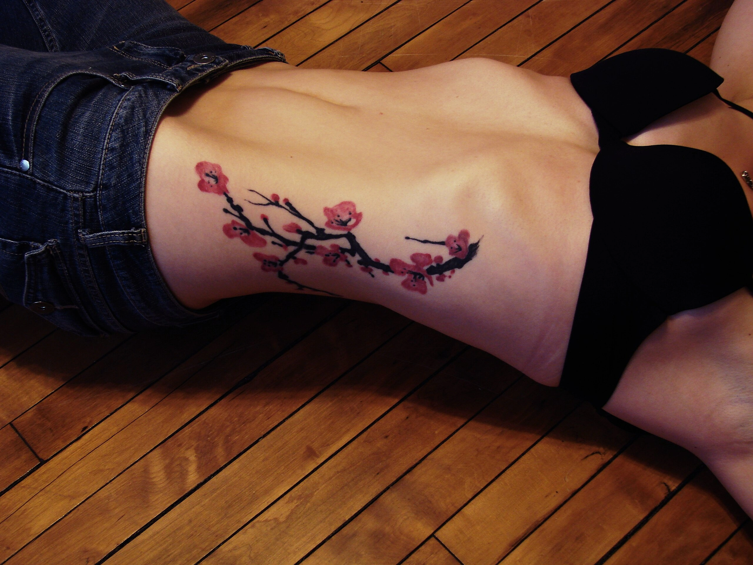 17 Soft Cherry Blossom Tattoo On Stomach: Spring Kiss