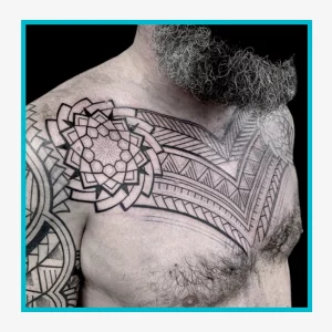 13 Eye-Catching Chest Tribal Tattoos For Guys