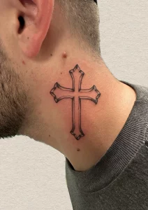 22 Passionate Cross Behind The Ear Tattoos