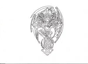 19 Bold Dragon On A Cross Tattoo