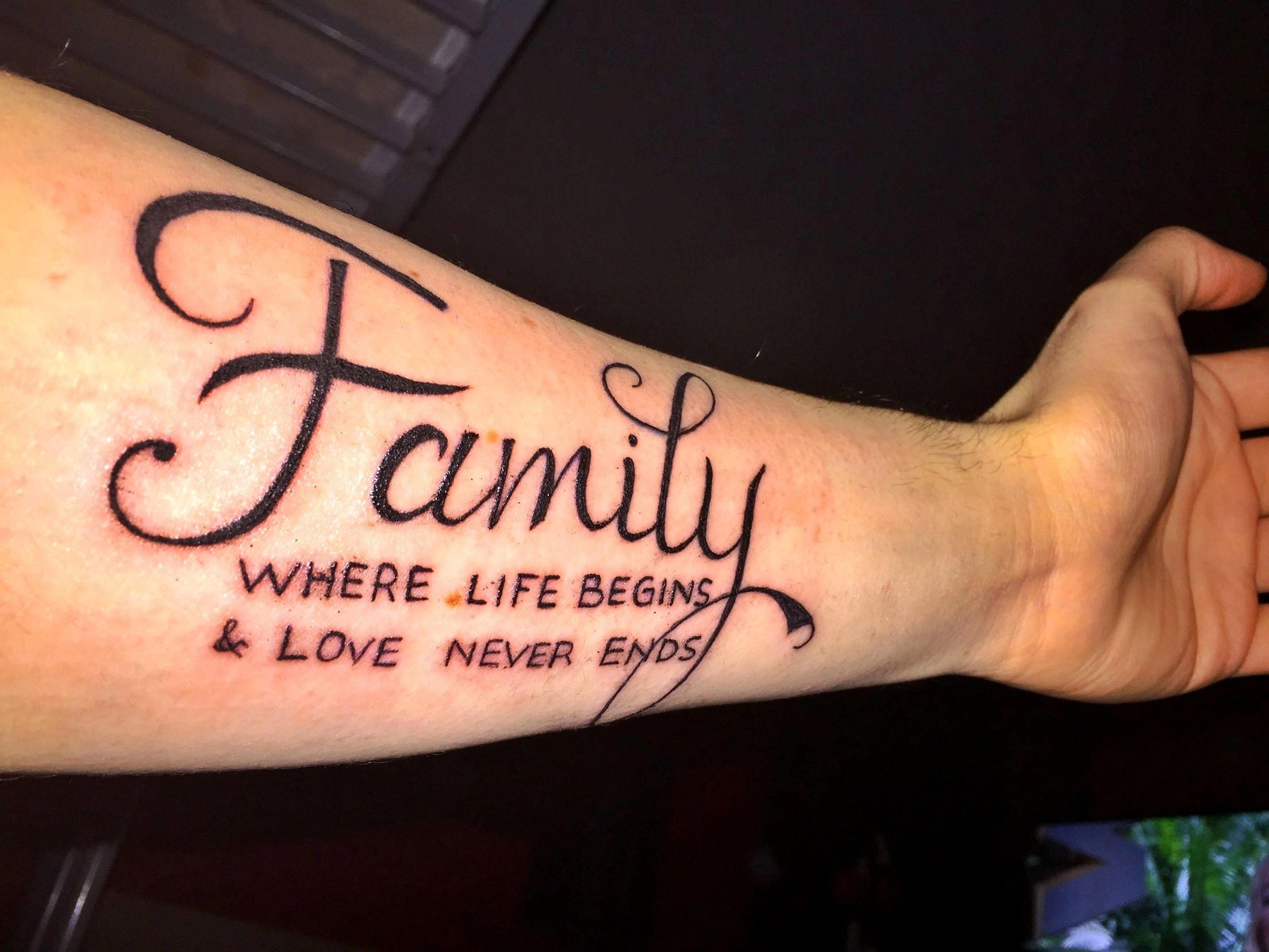 Family First Tattoo On Forearm
