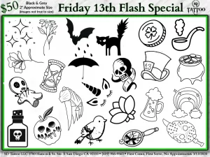 33 Friday The 13th Tattoo Flash Sheets: Dark Art