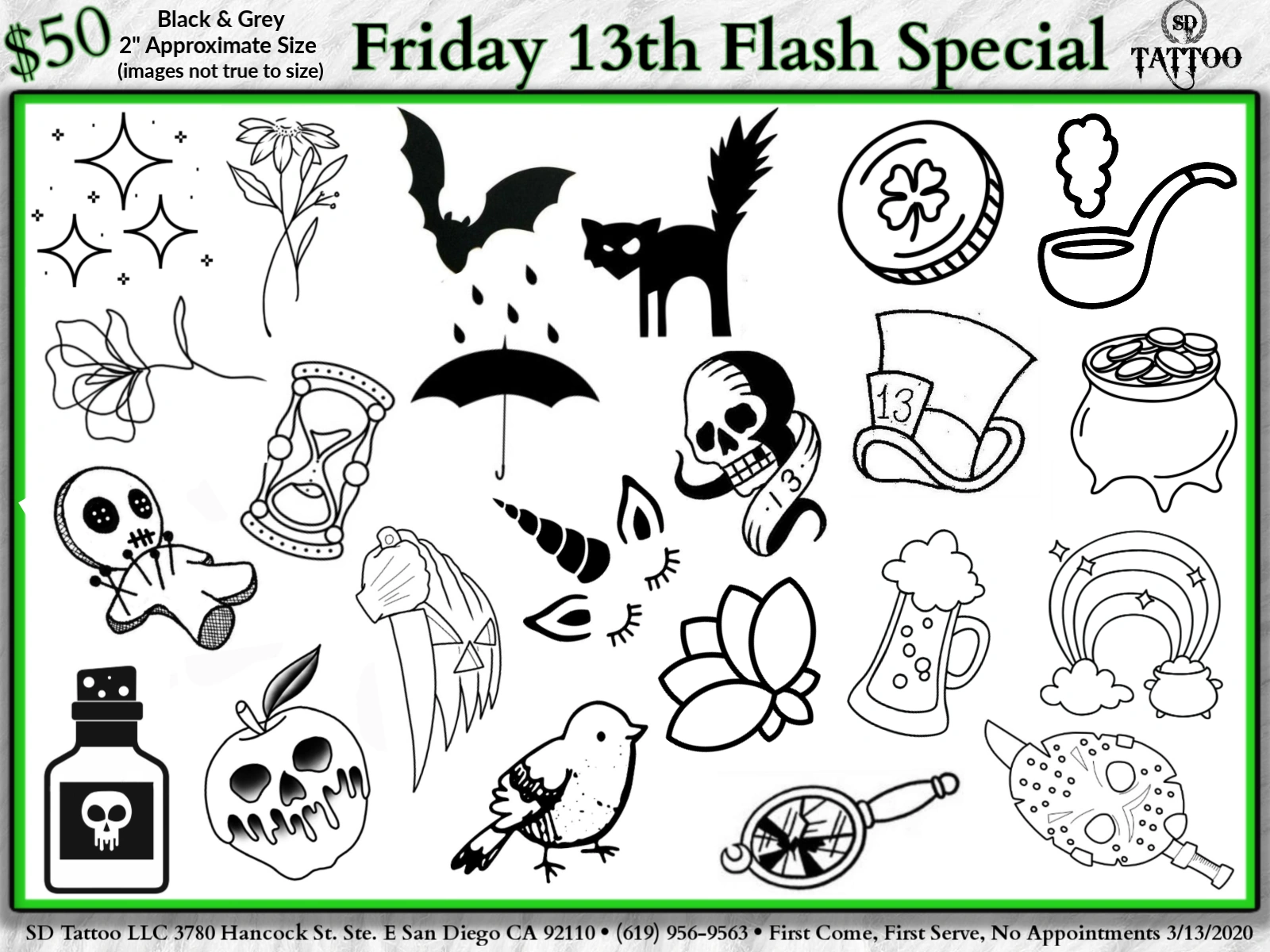 33 Bold Friday The 13th Tattoo Flash Sheets: Ink Terror