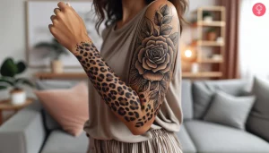 6 Stunning Leopard Print Tattoo With Flowers