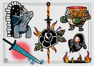 18 Aged Charm Lord Of The Rings Traditional Tattoo