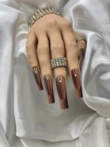 26 Elegant Touch: Luxurious Brown Ombre Nails