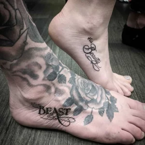 16 Elegant Marriage Beauty And The Beast Couple Tattoos