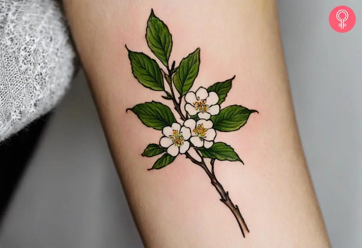 May Birth Flower Hawthorn Tattoo