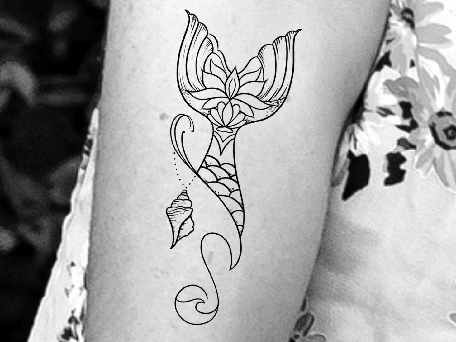 Mermaid Black And White Tattoos