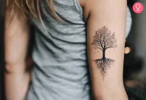 27 Captivating Minimalist Tree With Roots Tattoo