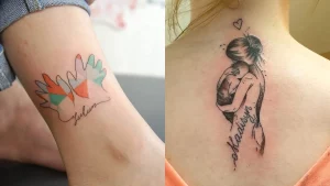 17 Simple Mother Daughter And Son Tattoo Design Family