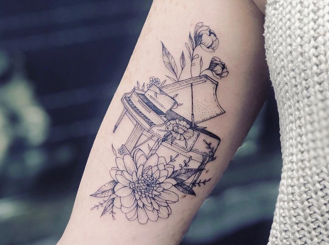 14 Music And Flower Tattoo Designs: Melodic Bloom