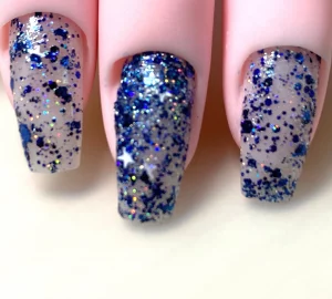 26 Nail Art Navy Metallic Glitter Tips