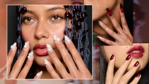 32 Red Bridal Nail Extension 3D Embellished 2025