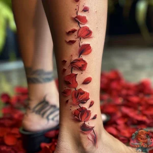 22 Rose Tattoo With Falling Petals | Eternal Elegance