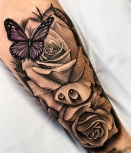 15 Elegant Rose With A Butterfly Tattoo
