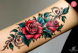 21 Rose With Vines Tattoo Designs