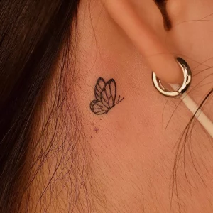 Small Butterfly Tattoos Behind The Ear: Subtle Elegance