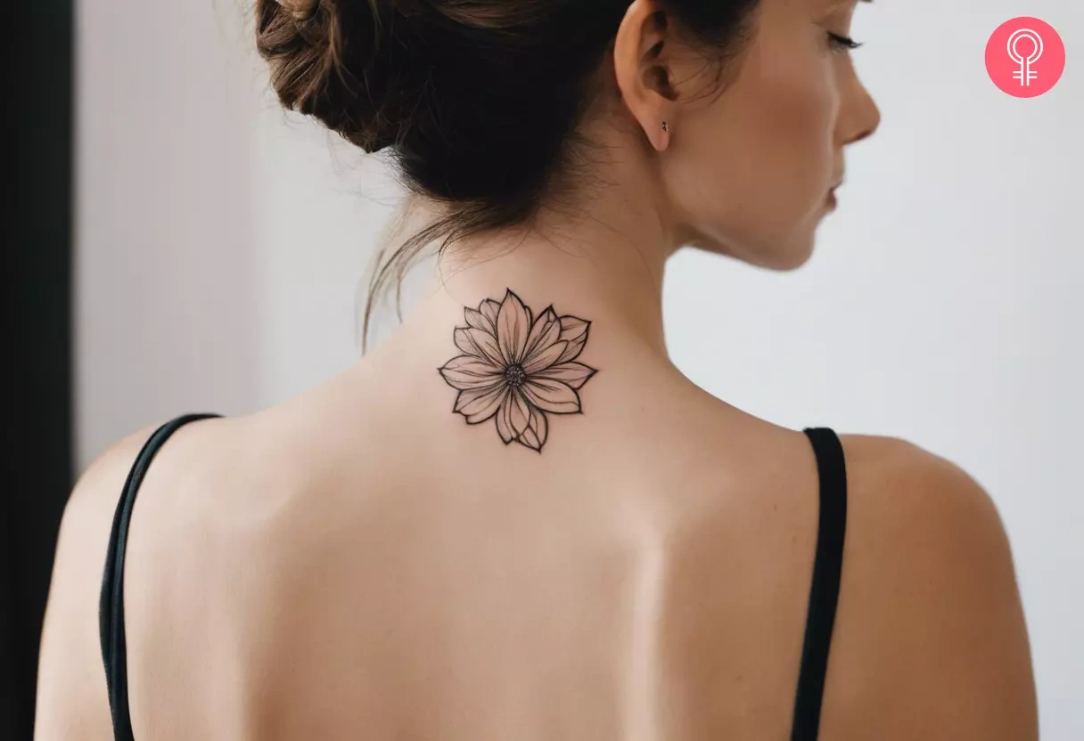 19 Elegant Small Flower Neck Tattoo Female Blossom Shine