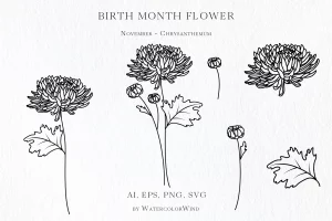 26 Elegant Small November Birth Flower Minimalist Chrysanthemum Tattoo Simple