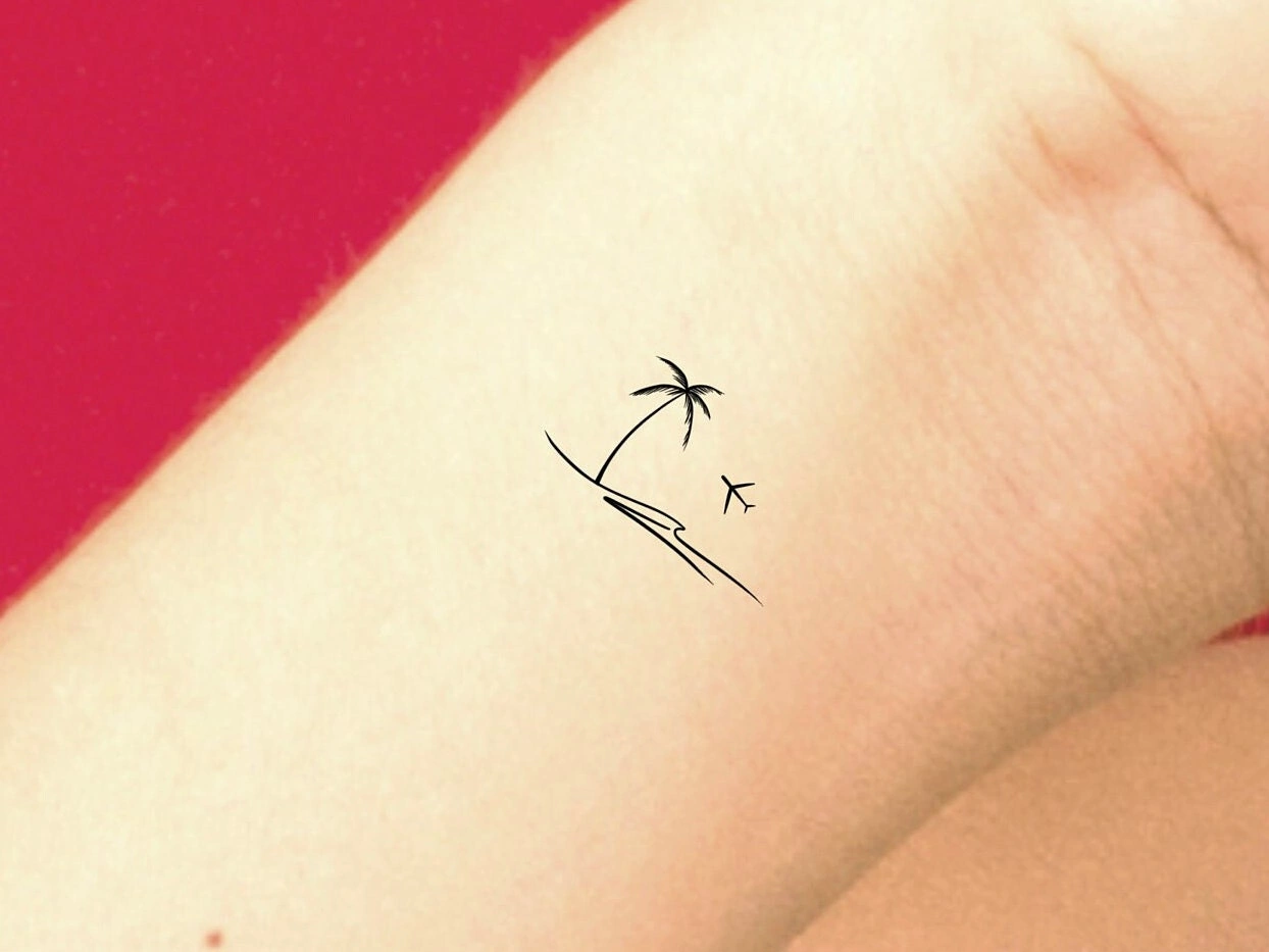 33 Serene Small Palm Tree Tattoo Outline Tranquil Shore