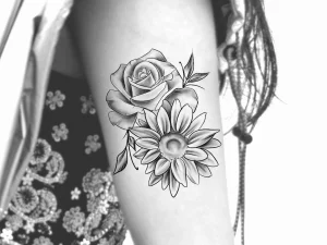 13 Inspired Small Rose And Sunflower Tattoo