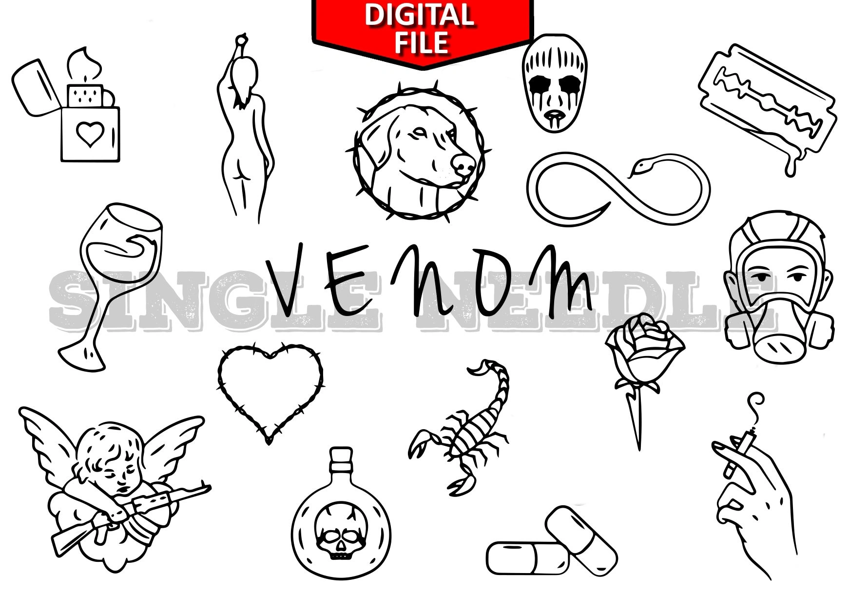 34 Vibrant Stick And Poke Tattoo Flash Sheet Mastery