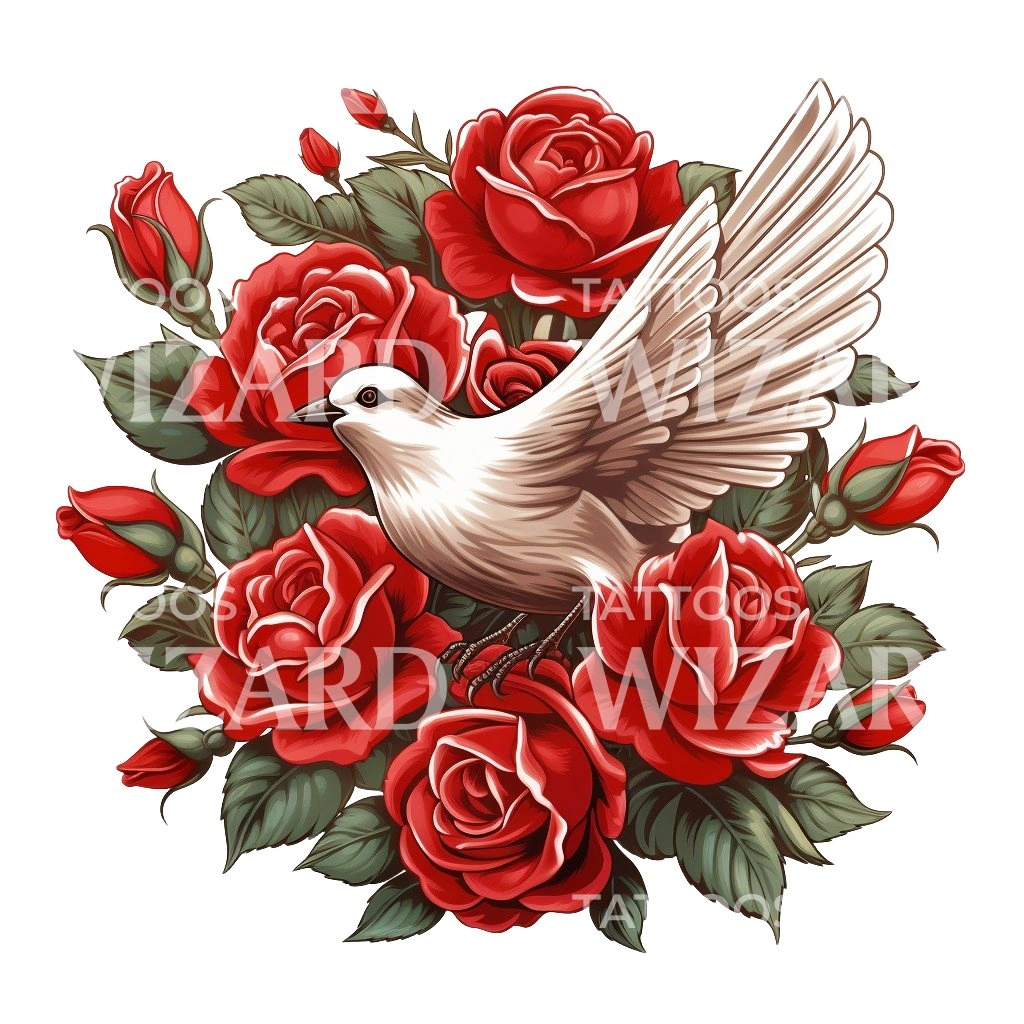 Tattoos With Roses And Birds