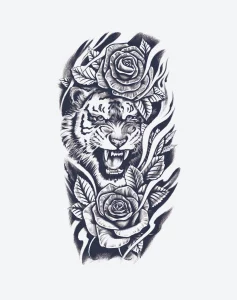 tiger and flower tattoo designs