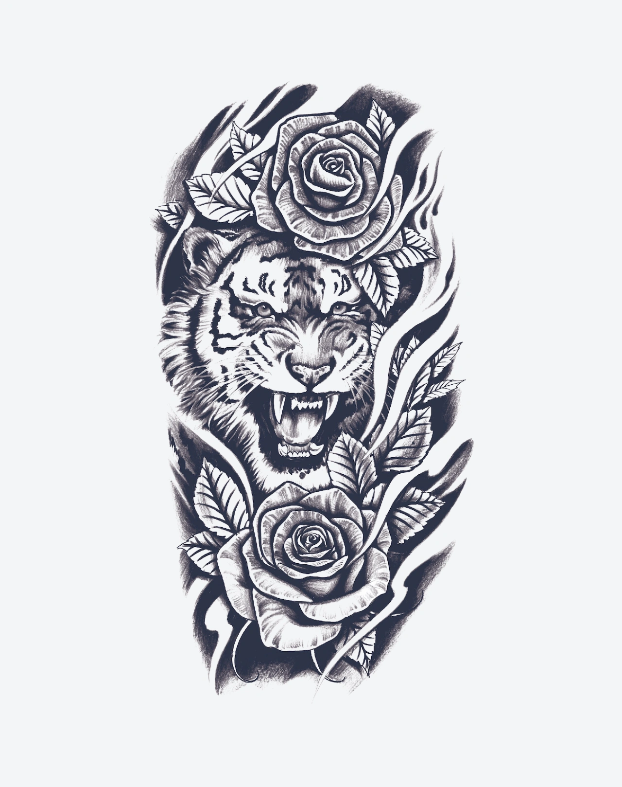 Tiger And Flower Tattoo Designs