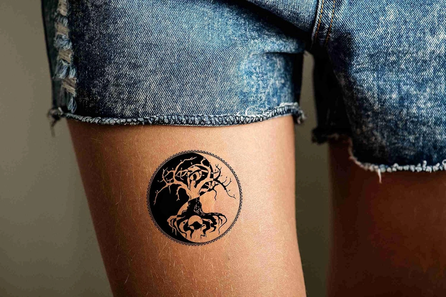19 Bold Tree Of Life Tattoo On Thigh Means Life
