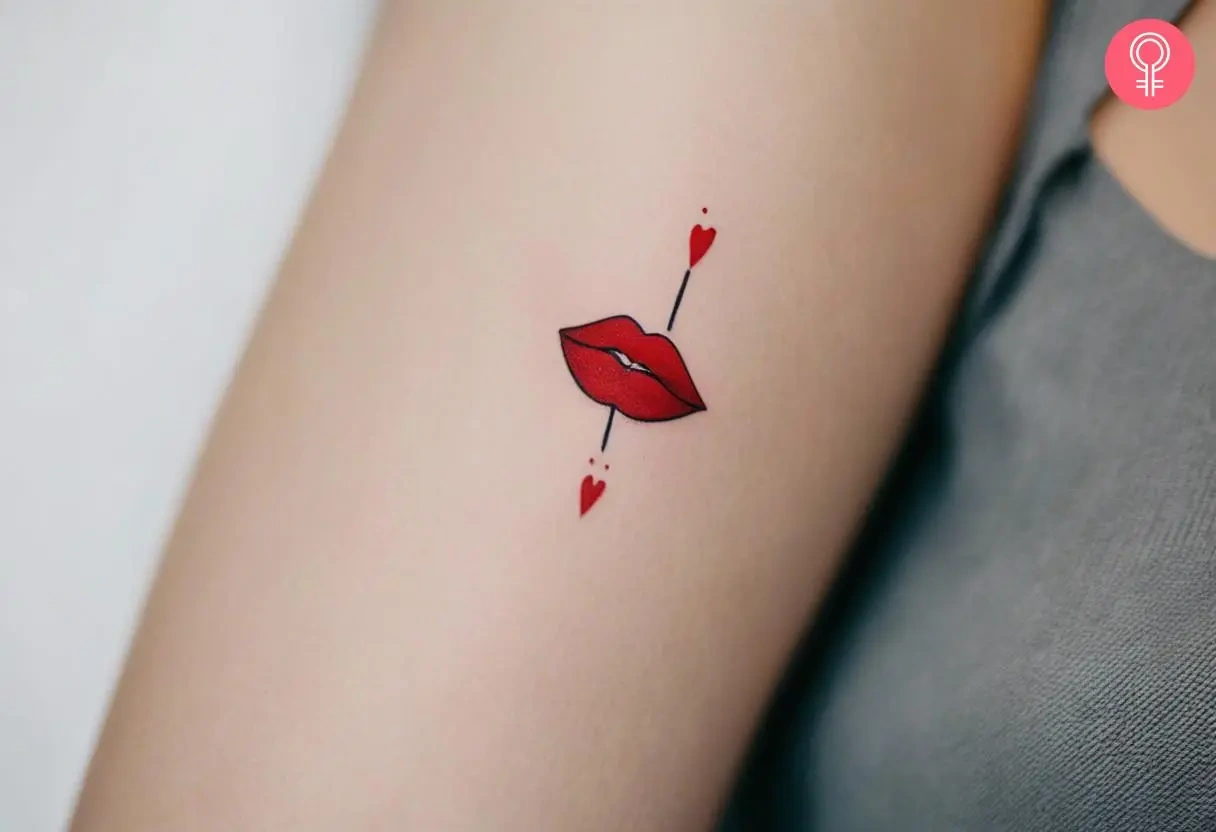 Woman Lips Tattoo On Neck